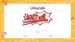 Grafik zeigt die Digital LEVEL-UP Licence Level 1 Urkunde 