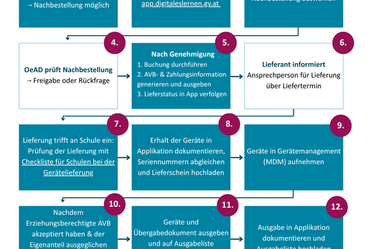 Grafische Darstellung des Nachbestellungsprozesses der Geräteinitiative Digitales Lernen