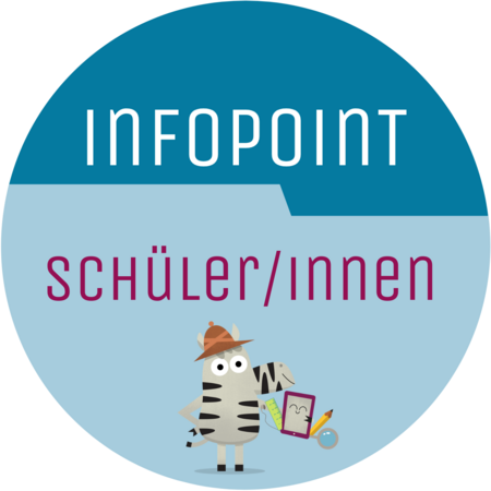Infopoint mit der Aufschrift" Infopoint - Schüler/innen"