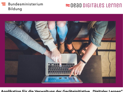 Startbildschirm der Applikation der Geräteinitiative 