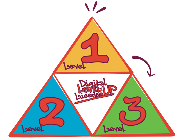 Grafische Darstellung der drei Digital Level Up Licence Level